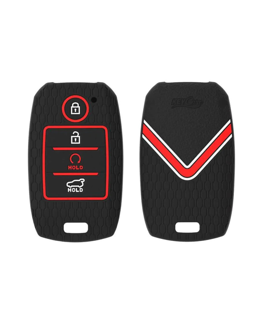 Key Care KLC 61 Silicon Car Key Cover Fit for KIA Sonet 2020, Seltos 2020+ | Black